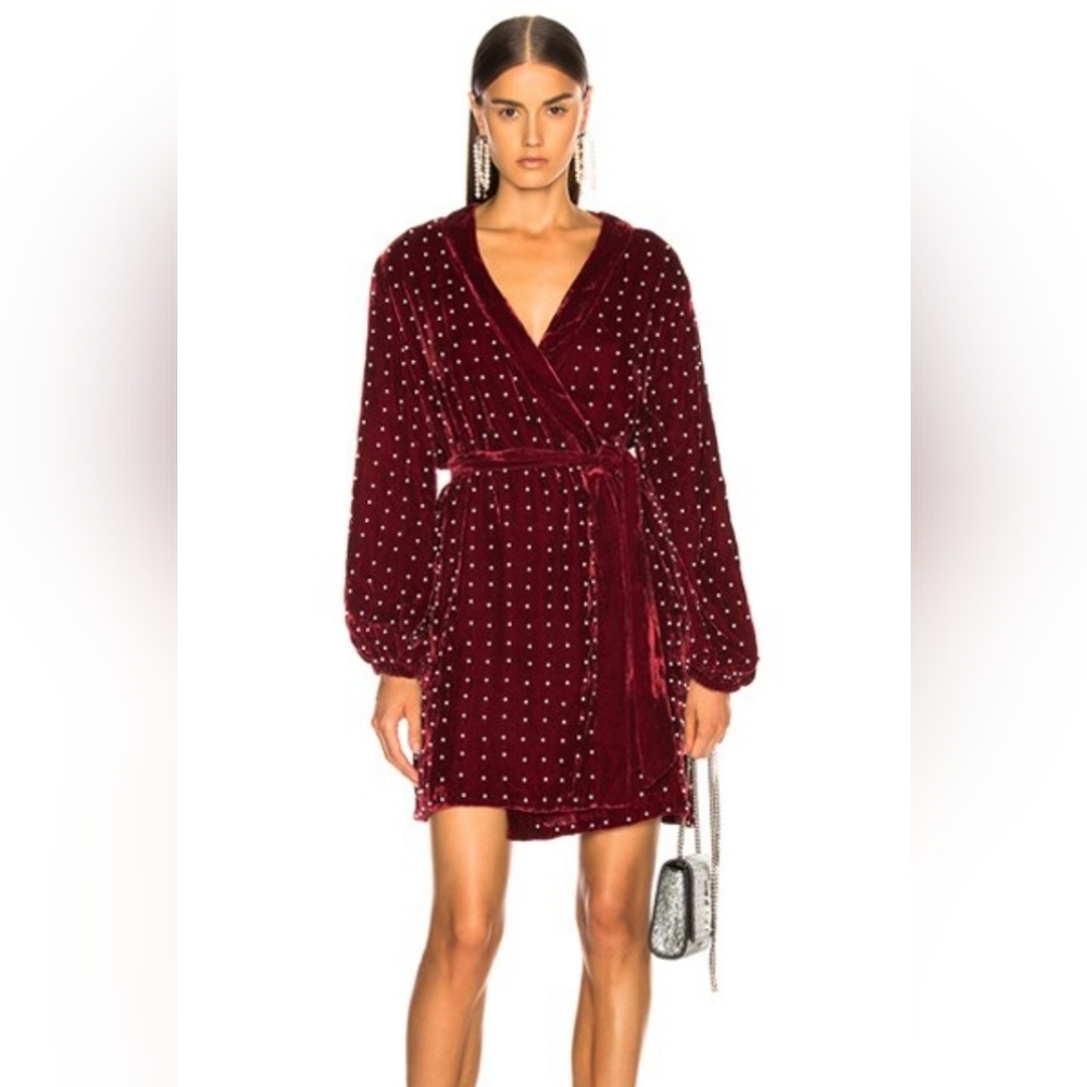 Retrofete Burgundy Velvet Studded Dress